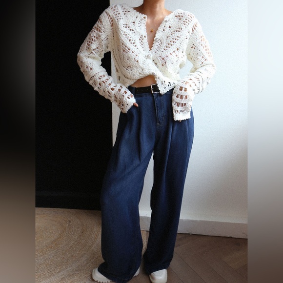 NWT crocheted hollow beaded button cardigan by Commense in size Medium - Picture 11 of 11